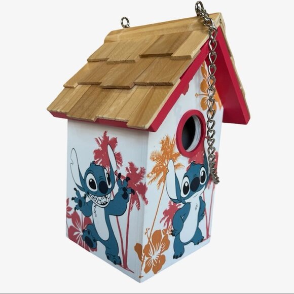 Disney Lilo & Stitch Blue Orange Wooden Birdhouse - Viral Tiktok - 9-1/4" Tall - Picture 8 of 14